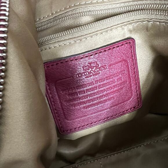 Coach Park Leather Hobo Tote Bag Crimson Red Pebbled Leather Shoulder Purse - Picture 3 of 13